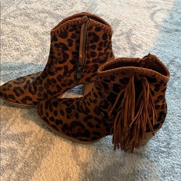 cheetah fringe booties